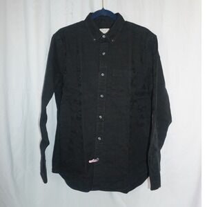 Club Monaco Mens Classic Fit Japanese Fabric Black Button Down Shirt M Western